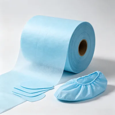Factory Wholesale Custom 30-50gsm Light Blue Raw Material for Disposable Shoe Cover SS Nonwoven Fabric