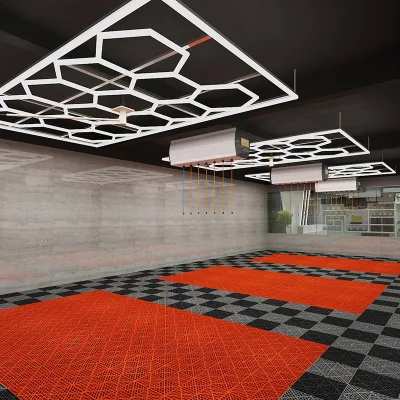 Aoying Customized Aluminum Tube Light Hexagon Detailing Light Hexagon Ceiling Light for Garage Workshop Basemen Gym