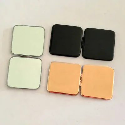 New Promotional Stainless Steel Gold Black Mirror Big Size Square Design Portable Foldable Double-Sided Cosmetic Mirror