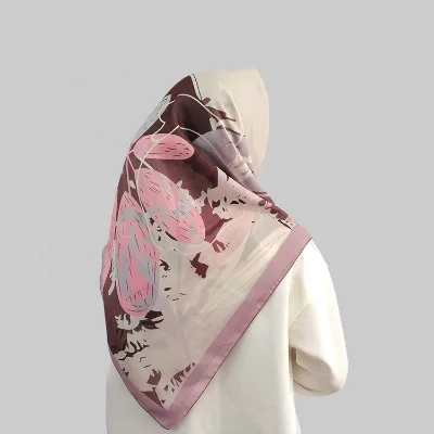 Jili Cotton Voile Hijabs Muslim Women Voile Bawal Printed Hijab