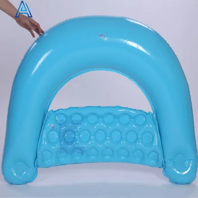 OEM customize design PVC puff air blow inflatable U shape air mat lounger seat for folding portable inflatable water toy
