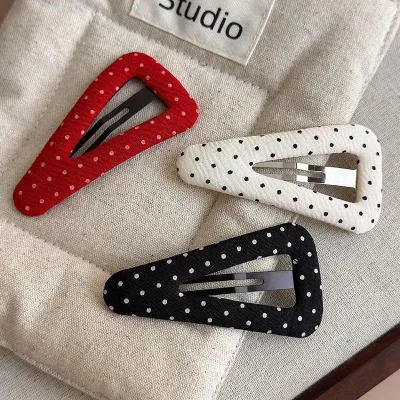 Cute Polka Dot Triangle Hair Clip for Girls, New Fabric Hair Accessories for Bangs and Side Hair, Lovely Hairpin Headwear