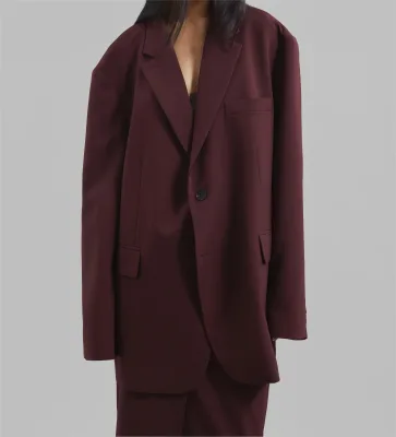 Long Sleeve Anti-Wrinkle Knitted Spliced Single Breasted Blazer Jacket Niche Design Lapel Loose Casual Coat Women's Clothing