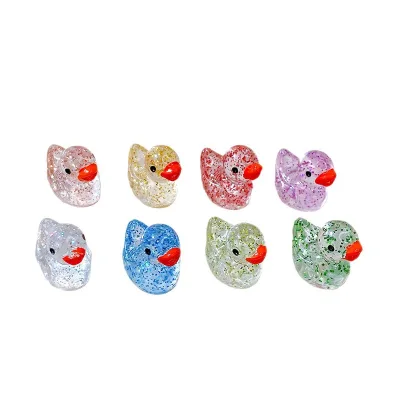Simulated Miniature 3D Glitter Duck Figurine Resin DIY Animal Home Decoration Handmade Hand-painted Durable Christmas Ornament