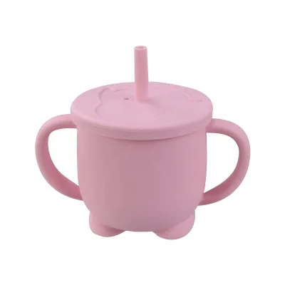 Wholesale Cute Sublimation Sippy Silicone Cup With Straw for Toddler