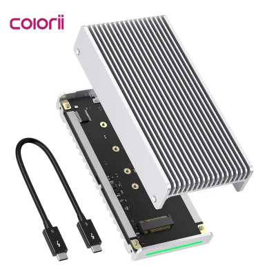 Thunderbolt 5 M.2 NVMe SSD Enclosure 80Gbps PCIe Gen5/Gen4 2230-2280 Aluminum External Drive Case Fanless Passive Cooling 8TB