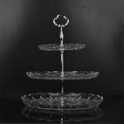 High Quality Kitchen 2 and 3 Tier Custom Size Round Glass Wedding Party Cake Stand Cake Display Stand