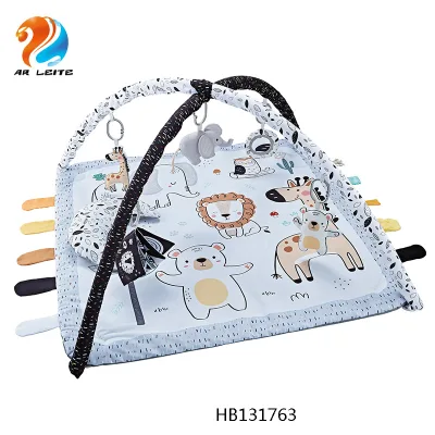 Animal Plush Cotton Baby Play Gym with Hanging Toys Lion Elephant Sports Toy for Infants 0-24 Months Indoor Use EN71 Certified