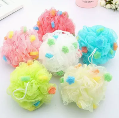 Soft Mesh Bath Sponge Balls Nylon Cleaning Brush Shower Puff Body Cleaner Exfoliating Scrubbers Bath Ball Bathroom Supplies