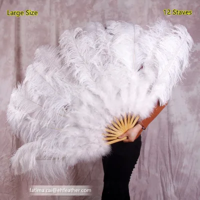 Cheap Wholesale Suppliers Dancing Large Blush Hand Fan Ostrich Feather Fan for Wedding Bride