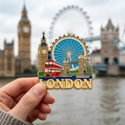 Iconic City Landmark London Tourist Souvenir Magnet Exquisite Embossed Metal Design Keepsake for Travelers and Collectors