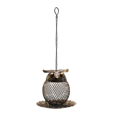 Owl Feeder for Birds Portable Ironwork Squirrel-Proof Birdfeeder for Balcony Window Garden Decor Fine Hanging Birdfeeder Quick