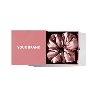 6cm Large Silk-Filled Scrunchie Custom Packaging Satin Hair Tie Padded Ponytail Holder for Women Girls Gift Box