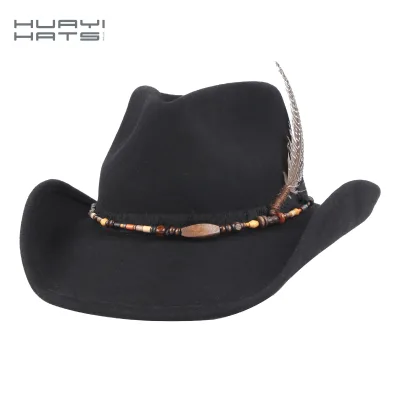 Huayi Unisex Shell Fabric Hat Sombreros Vaquero Boys Wool Womens Cowboy Hats