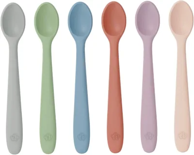 Easy to Grip Silicone Utensils Baby Cutlery, Silicone Feeding Spoons for First Stage Baby and Infant, Toddler Utensils Spoon