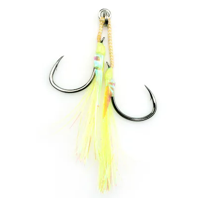 Miniature Iron Plate High Strength Luminous Thread Deep Fishing Metal Connecting Ring Jigging Assist Double Hooks