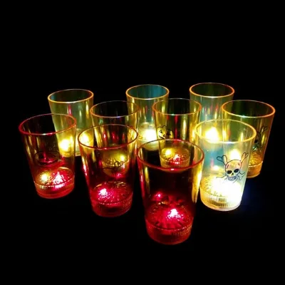 Halloween Bar Drink Beverage Glasses Plastic Liquid Activated LED Flash Crystal Cups