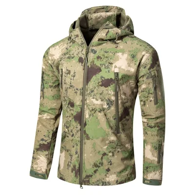 Wholesale Custom Winter Fleece Softshell Jacket Men Camo Outdoor Hunting Jacket