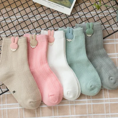 Custom Design Black pink Organic Cotton Little Girl School Cute Dress Socks for Women Student With Bow Pocket Grip logo