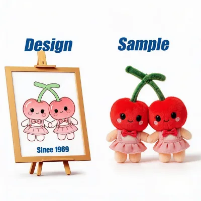 Shengye Toy Manufacturer Custom OEM Embroidered Cherry Stuffed Plushie Toy Design to Sample for Anniversary Friend Gift