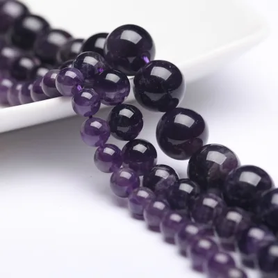 Bestone Wholesale Natural Stone Round Loose Bead Crystal Healing Gemstone Amethyst Loose Stone Beads