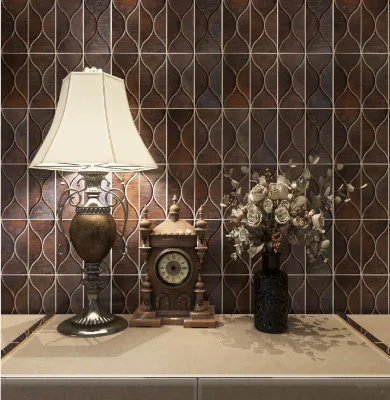 Metal Mosaic Lantern Tile in Metal Brick Background Elegant Interior Wall Mosaic