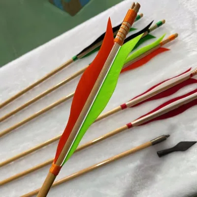 Real Feather Wood Arrow Bow Rod DIY Arrow Shooting Accessories Traditional Reverse Curved Composite Bow Can Be Customized
