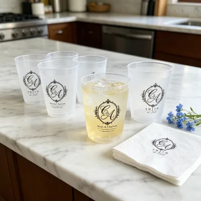 Customized Party Cups 9oz,12oz,16oz Plastic Frosty Cups 480ml Large Bridesmaids Stadium Cup for Birthday Picnic Wedding Cocktail