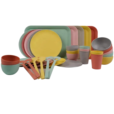 Bamboo Fiber Color Melamine Home Use Dinnerware Sets