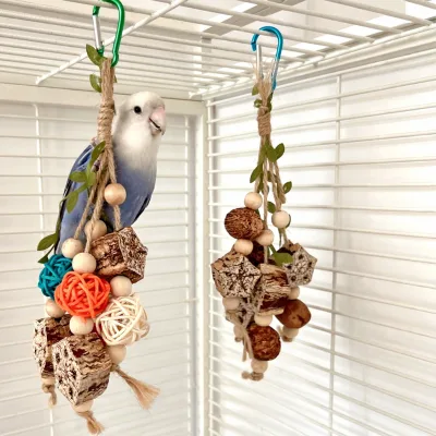 Eco-Friendly Wooden Bird Toy for Parrots-Simple Design Durable Material for Training and Biting Exercises