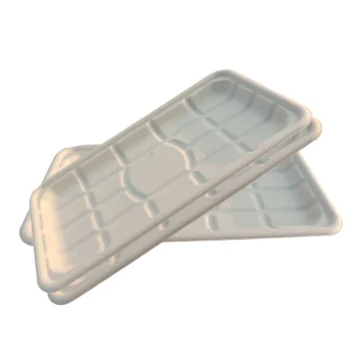 Water Repelent and Cut Resistant Sugarcane Bagasse Tableware Molding Meet Tray for Supermarket
