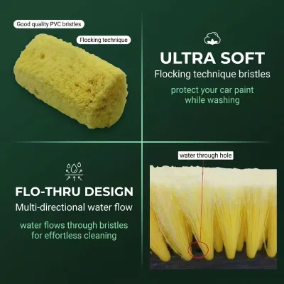 East Beige Detailing Car Wash Brush Soft PVC Bristle Telescopic Handle Portable for Exterior Surface Deep Cleaning