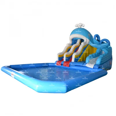 Commercial Whale Theme Inflatable Water Slide Jumper Castle Slide Inflatable Bouncy Castle Slide with Pool for Amusement Park