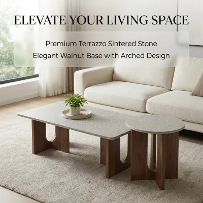 French Wabi Sabi Style Solid Wood Tables Homestay Creative Internet Celebrity Antique Travertine Coffee Table Living Room Home