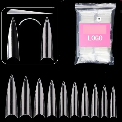 2022 Wholesale 500pcs Nails Transparent False Artificial Fingernails French Long Stiletto Nail Tips