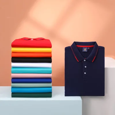 High Quality Men's Polo Shirt 100% Cotton Customizable Logo Design Solid Color Short Sleeve Knitted Fabric Small MOQ