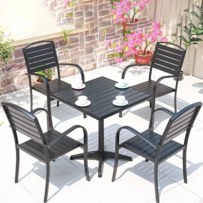 Modern Waterproof Wood Plastic Table for Outdoor for Hotels Balconies Parks Courtyards Gardens for Resort Living Gardens