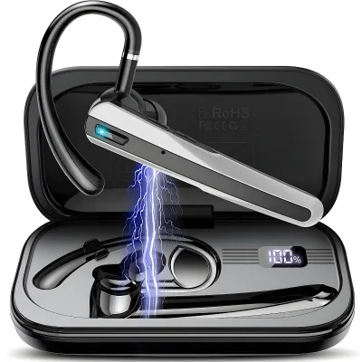 N19 ENC Noise Cancelling Single Ear Hook Bt Headset Trucker Driver Worker Zoom Cellphone Handsfree Mic Wireless Earphone