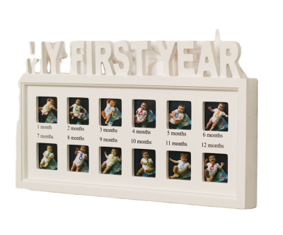 Customized Baby First Photo Frame Hanging Wood Picture Frame White Color Creative Wooden Newborn Baby Photo Frame
