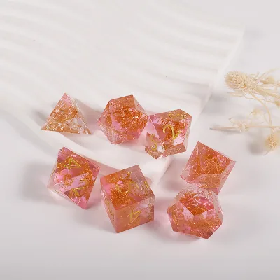 Epoxy Resin Polyhedral Dice Seven-Piece Keychain Diy Running Board Game Dice Silicone Mold