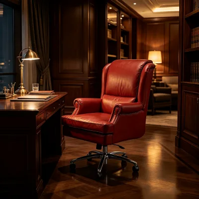 Wholesale Office Chair Full-Grain Leather Stainless Steel Base American Style Home Office Executive Swivel Chair Comfortable