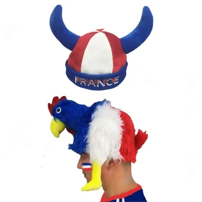 France Hot Sale Football Fans Rooster Hat France Music Chicken Hat Lighted Viking Horn Hat