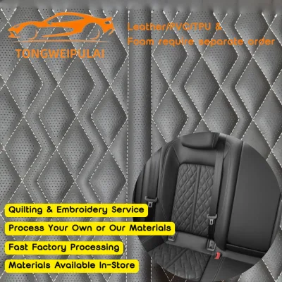 60*90cm Embroidery Quilted Embossed Perforated PVC/PU/Microfiber Leather Waterproof Anti-Mildew Furniture Car Seat Cover