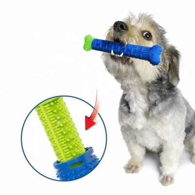 Wholesale Pet Teeth Cleaning Dental Hygiene Bone Shape Rubber Dog Toothbrush Chew Toy