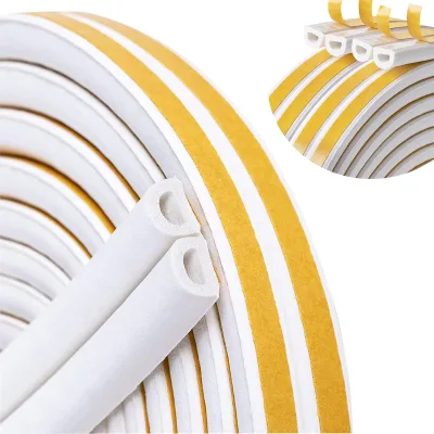 Kuliwei D Shape Self Adhesive Foam Seal Strip EPDM Rubber Weather Stripping for Door Window Sound Insulation