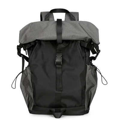 New Arrival Men's Nylon Folding Roll-up Street Fashion Backpack with Polyester Lining 20-35L Capacity for Leisure Travel