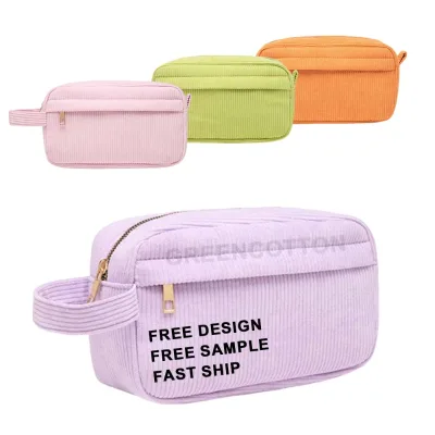 Custom logo Corduroy Makeup Bag Fashionable and Simple Portable Makeup Storage Bag Handbag with Large Capacity