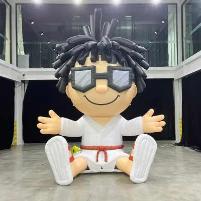 Replica Inflatable Boy Cartoon Mascot Model Oxford Fabric Waterproof Durable Advertising Decoration Built-In Fan Customizable