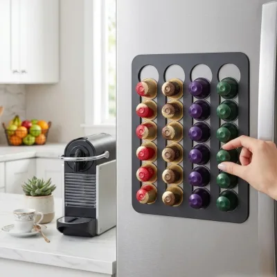 Magnetic Coffee Pod Holder Adhesive Wall Mount Fridge Coffee Capsule Storage Organizer Fit Nespresso Dolce Gusto Coffee Capsules