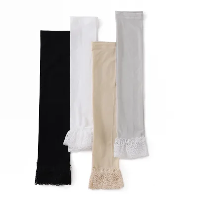 Women's Long Lace Patchwork Knitted Gloves with Sun Protection Manufacture's Wholesale Sleeves